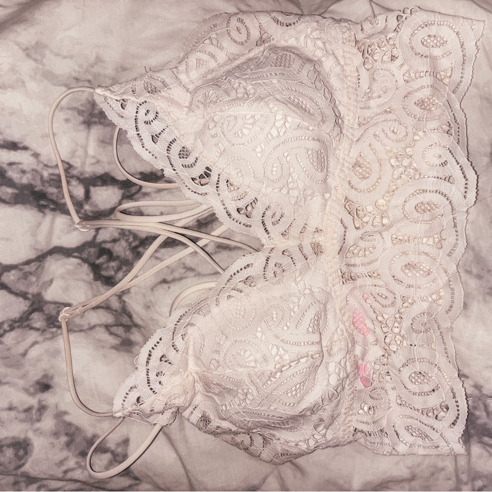 Victoria Secret PINK Elegant Lace Bralette in White
